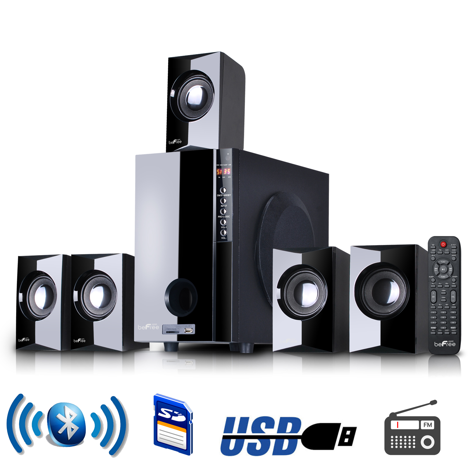 Sound 5 Affordable beFree Sound 5.1 Channel Surround Sound Bluetoot Speaker ...