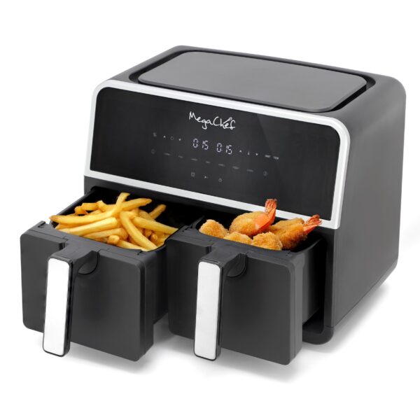 MegaChef - Dual 4.8 + 4.8 Quart Digital Electric Air Fryer - Black - Thumbnail 2
